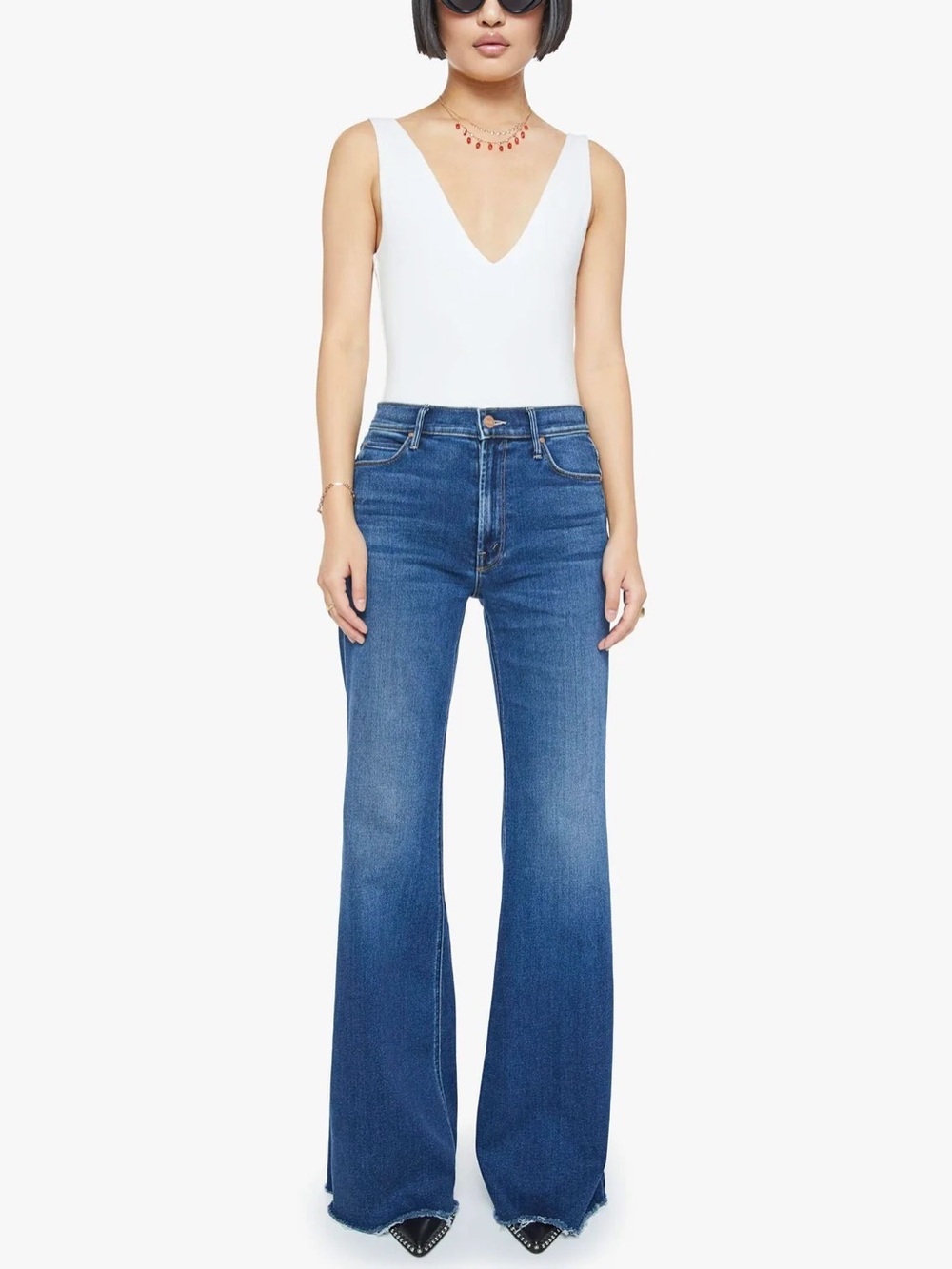 NWT MOTHER Lil’ Doozy Fray in Scorchin’ Hot Petite Flare Jeans 30